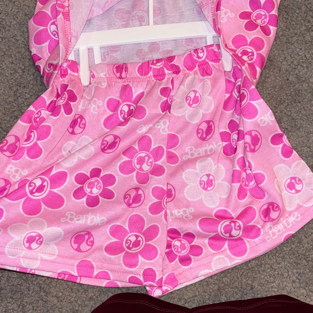 Barbie Pink Floral Kids Pajama Set - Picture 4 of 4